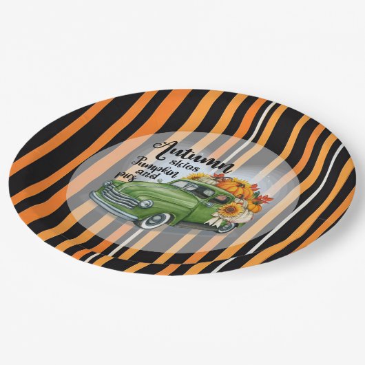 Moderner Erntedank Schöne Herbstsammlung Pappteller (Schrägansicht)