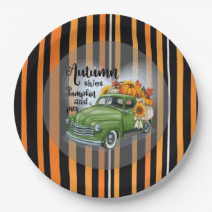 Moderner Erntedank Schöne Herbstsammlung Pappteller