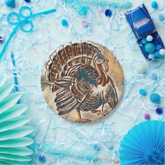 Moderner Erntedank Türkei Papierplatte Pappteller (Party)