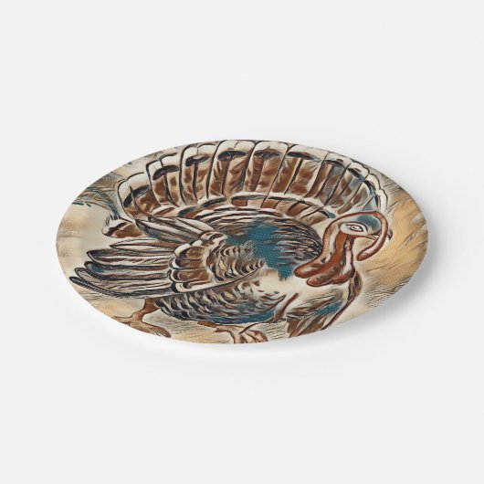 Moderner Erntedank Türkei Papierplatte Pappteller (Schrägansicht)