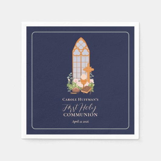 Moderner Erste Heilige Kommunion Eucharist Serviette (Vorderseite)