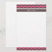 Moderner Espresso und rosa Zickzack Zickzackmuster Briefpapier (Vorne/Hinten)