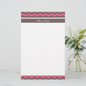 Moderner Espresso und rosa Zickzack Zickzackmuster Briefpapier (Stehend Vorderseite)
