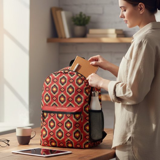 Moderner Ethnischer Muster - Personalisierter Name Bedruckter Rucksack