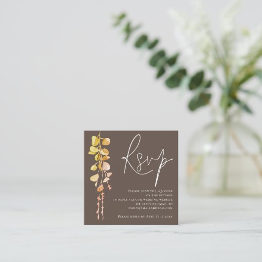 Moderner Eucalyptus Earthy Tone QR Code Wedding RS Begleitkarte (Stehend Vorderseite)