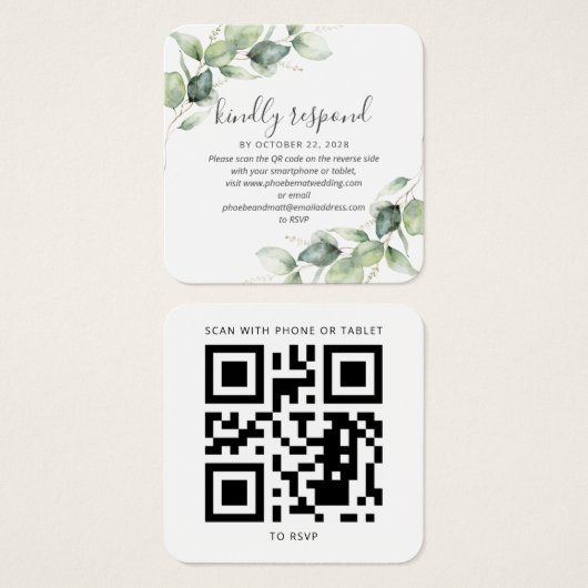 Moderner Eukalyptus Botanischer Hochzeitsstichtag  (Vorne & Hinten)