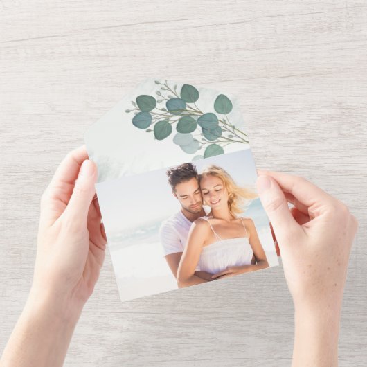 Moderner Eukalyptus Elegantes Rustikales Foliage-F All In One Einladung (Eröffnung)