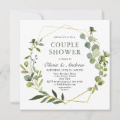 Moderner Eukalyptus Geometric Frame COUPLE SHOWER Einladung (Vorderseite)