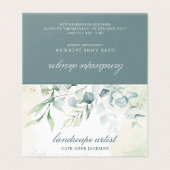 Moderner Eukalyptus-Grün QR-Code Elegant Visitenkarten (Außenseite Aufgefaltet)