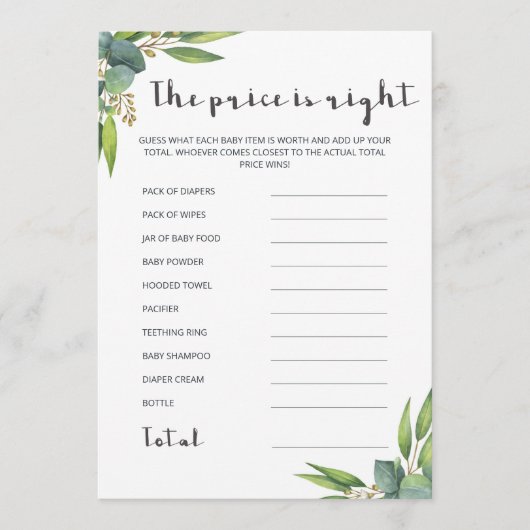 Moderner Eukalyptus in Wasserfarbe Der Preis ist r (Vorderseite)