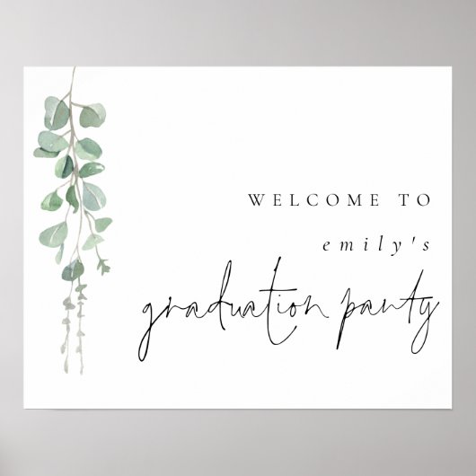 Moderner Eukalyptus-Name Willkommen bei der Gradui Poster (Vorne)
