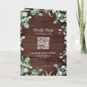 Moderner Eukalyptus QR Code Rustikale Holze Hochze Einladung (Rückseite)