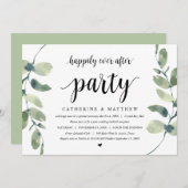 Moderner Eukalyptus, Schwarz, Hochzeitsfeier Party Einladung (Vorne/Hinten)