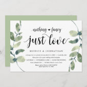 Moderner Eukalyptus, Schwarz, Hochzeitsfeier Party Einladung (Vorne/Hinten)