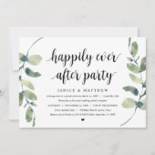 Moderner Eukalyptus, Schwarz, Hochzeitsfeier Party Einladung (Vorderseite)