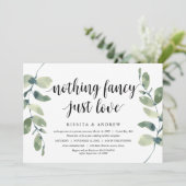 Moderner Eukalyptus, schwarzer Tinte, Hochzeitsfei Einladung (Stehend Vorderseite)