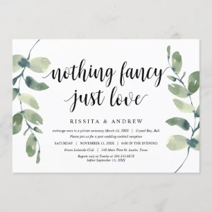 Moderner Eukalyptus, schwarzer Tinte, Hochzeitsfei Einladung