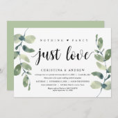 Moderner Eukalyptus, schwarzer Tinte, Hochzeitsfei Einladung (Vorne/Hinten)