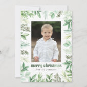 Moderner Eukalyptus und Evergreen Foto Feiertagskarte (Vorderseite)