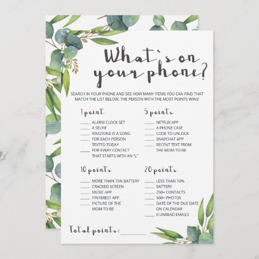 Moderner Eukalyptus Was ist auf deinem Handyspiel? (Vorne/Hinten)