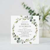 Moderner Eukalyptus-Wreath-Rahmen BRIDAL LUNCHEON Einladung (Stehend Vorderseite)