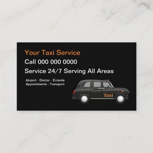 Moderner europäischer Taxi-Dienst Visitenkarte (Vorderseite)