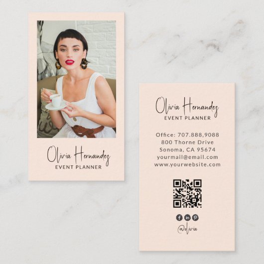 Moderner Eventplaner-Foto-QR-Code Visitenkarte (Vorne/Hinten)