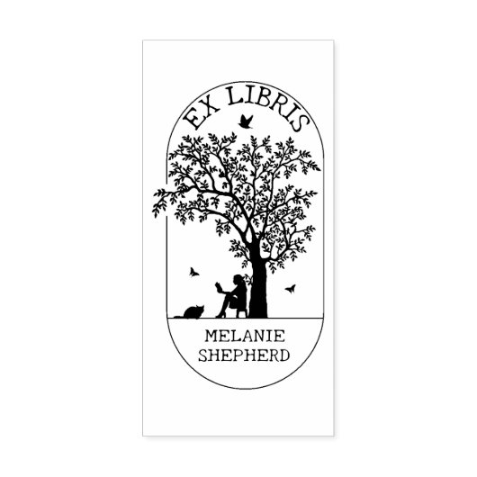 Moderner Ex Libris Tree, Buch Gummistempel (Prägung)