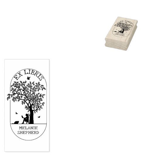 Moderner Ex Libris Tree, Buch Gummistempel (Stempel)