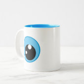 Moderner Eye-Cartoon Zweifarbige Tasse (Vorderseite Links)