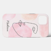Moderner Face Line Art Individuelle Name Case-Mate iPhone Hülle (Rückseite (Horizontal))