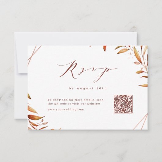 Moderner Fall Geometrischer Rustikaler QR-Code für RSVP Karte (Vorderseite)