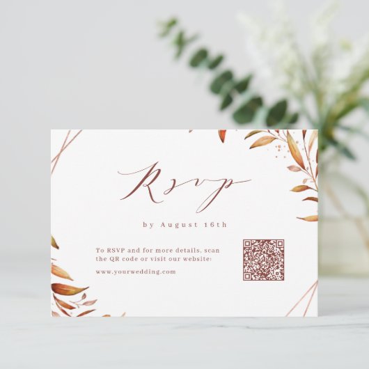 Moderner Fall Geometrischer Rustikaler QR-Code für RSVP Karte (Stehend Vorderseite)