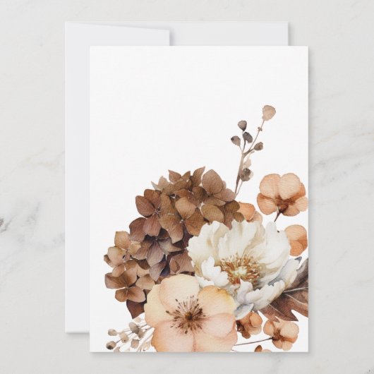 Moderner Fall neutraler Blumenrahmen Bridal Brunch Einladung (Rückseite)