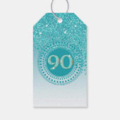 Moderner Falling Aquamarin Blue Glitzer 90. Geburt Geschenkanhänger (Rückseite)