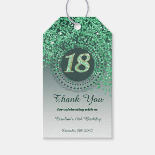 Moderner Falling Green Glitzer 18. Geburtstag Geschenkanhänger