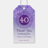 Moderner Falling Lila Glitzer 40. Geburtstag Geschenkanhänger (Vorderseite)