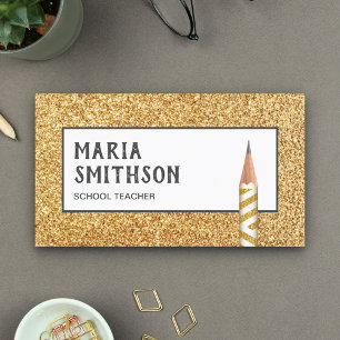 Moderner falscher Gold-Glitter-Bleistift-Schullehr Visitenkarte