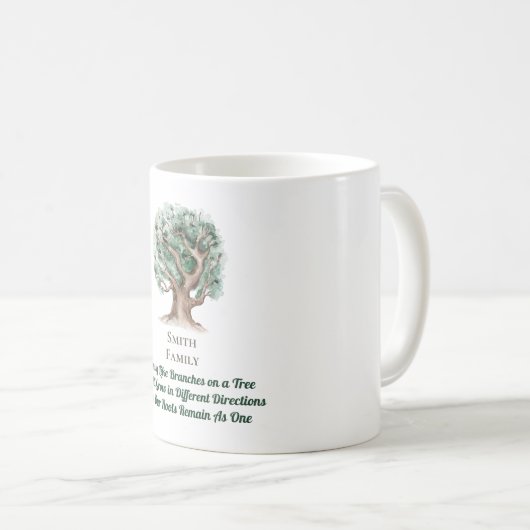 Moderner Familienbaum Mit Monogramm Kaffeetasse (VorderseiteRechts)