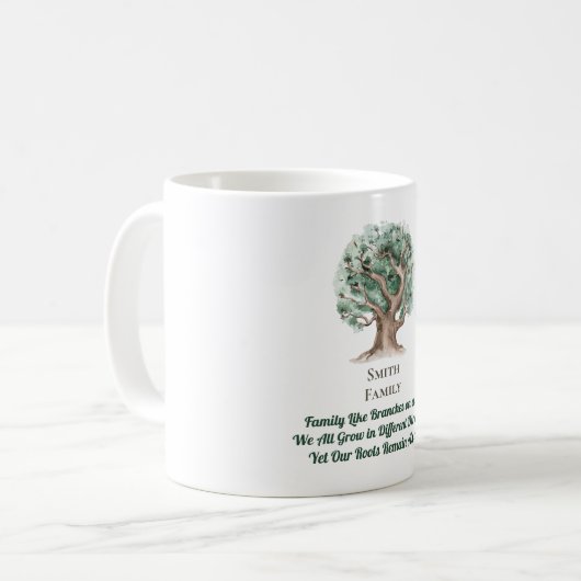 Moderner Familienbaum Mit Monogramm Kaffeetasse (Vorderseite Links)