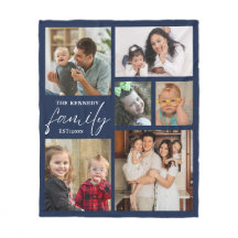 Moderner Familienname 6 Foto Collage Blau