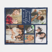 Moderner Familienname 6 Foto Collage Blau Fleecedecke (Vorderseite (Horizontal))