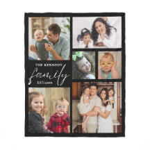 Moderner Familienname 6 Fotocollage Schwarz