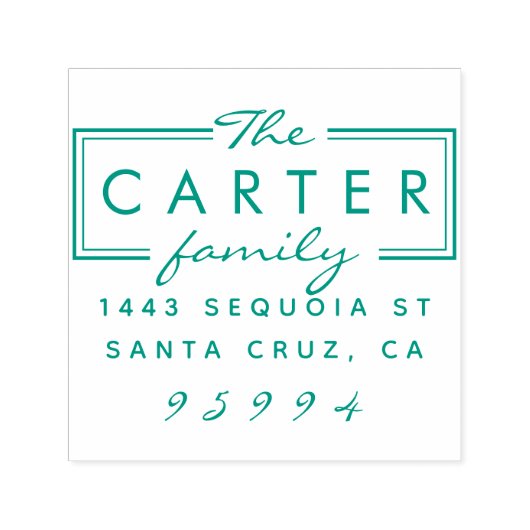 Moderner Familienname Elegante Script-Rücksendeadr Permastempel (Design)