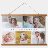 Moderner Familienname Foto Collage Classic Wandteppich Mit Holzrahmen (Vorne)