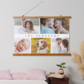 Moderner Familienname Foto Collage Classic Wandteppich Mit Holzrahmen (Schlafzimmer)