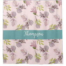 Moderner Familienname niedliche Blumenschrift pink