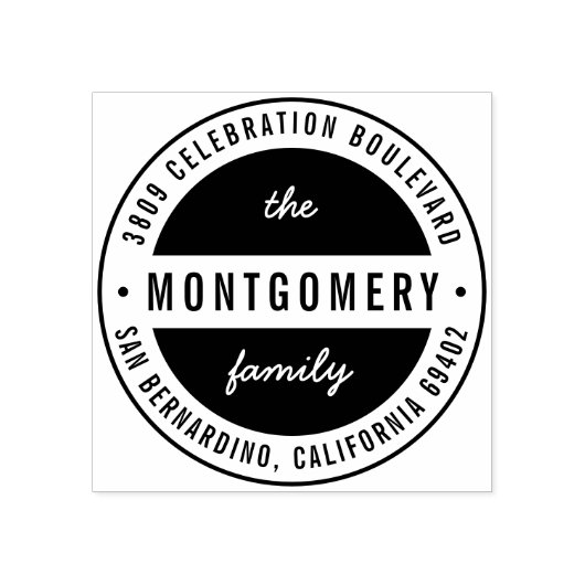 Moderner Familienname Runde Rücksendeadresse Gummistempel (Prägung)