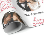 Moderner Familienname und Hochzeitsstift Weihnacht Geschenkpapier (Rolleneckpunkt)