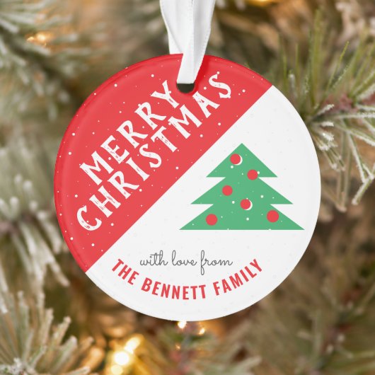 Moderner Familienurlaub in Rot und Grün Ornament (Baum)